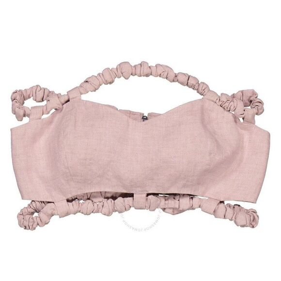 Ganni Women's Light Lilac Hemp Lined Tube Strapless Cropped Top Size 40 NWOT - Picture 5 of 14